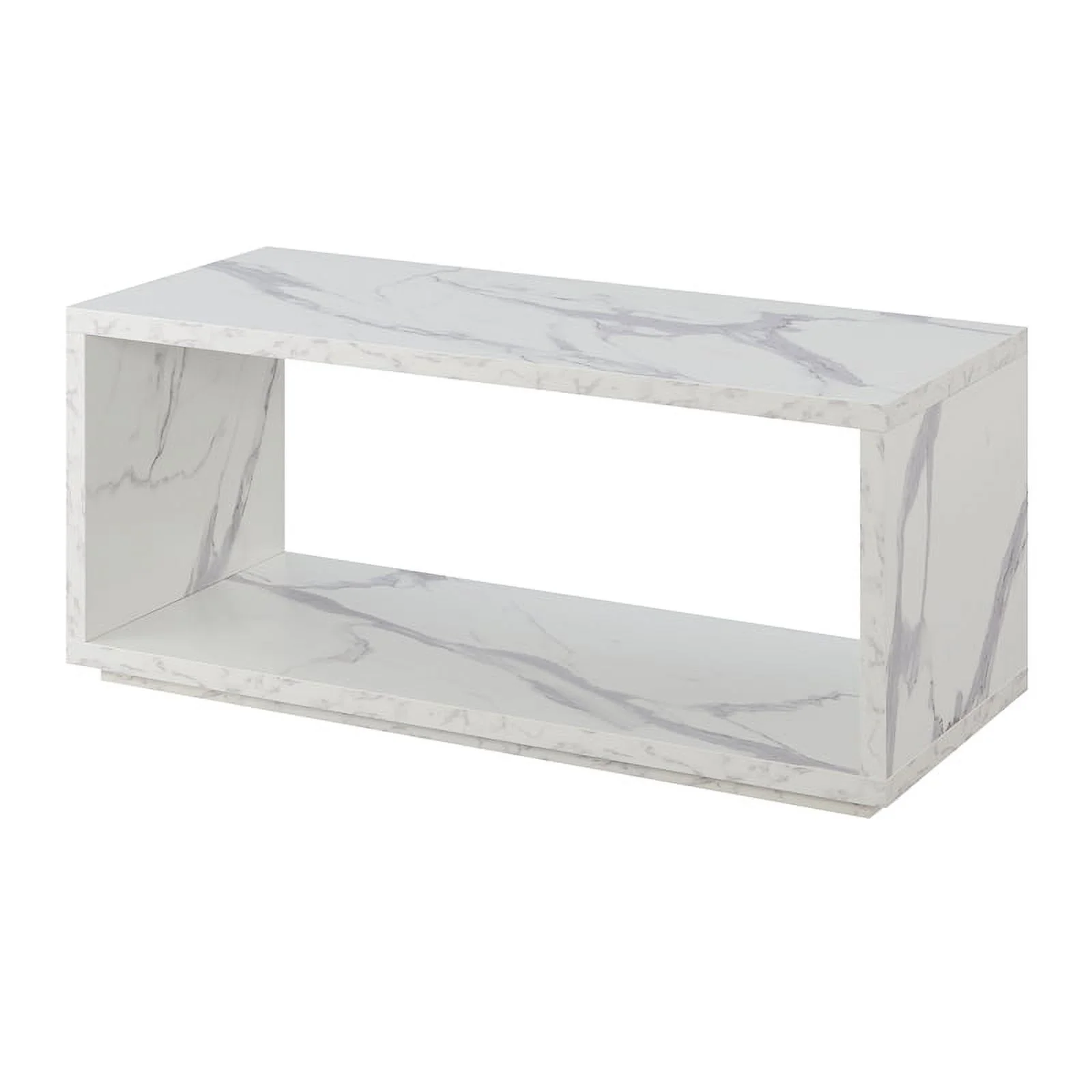 Pemberly Row Modern Square Coffee Table in Faux White Marble