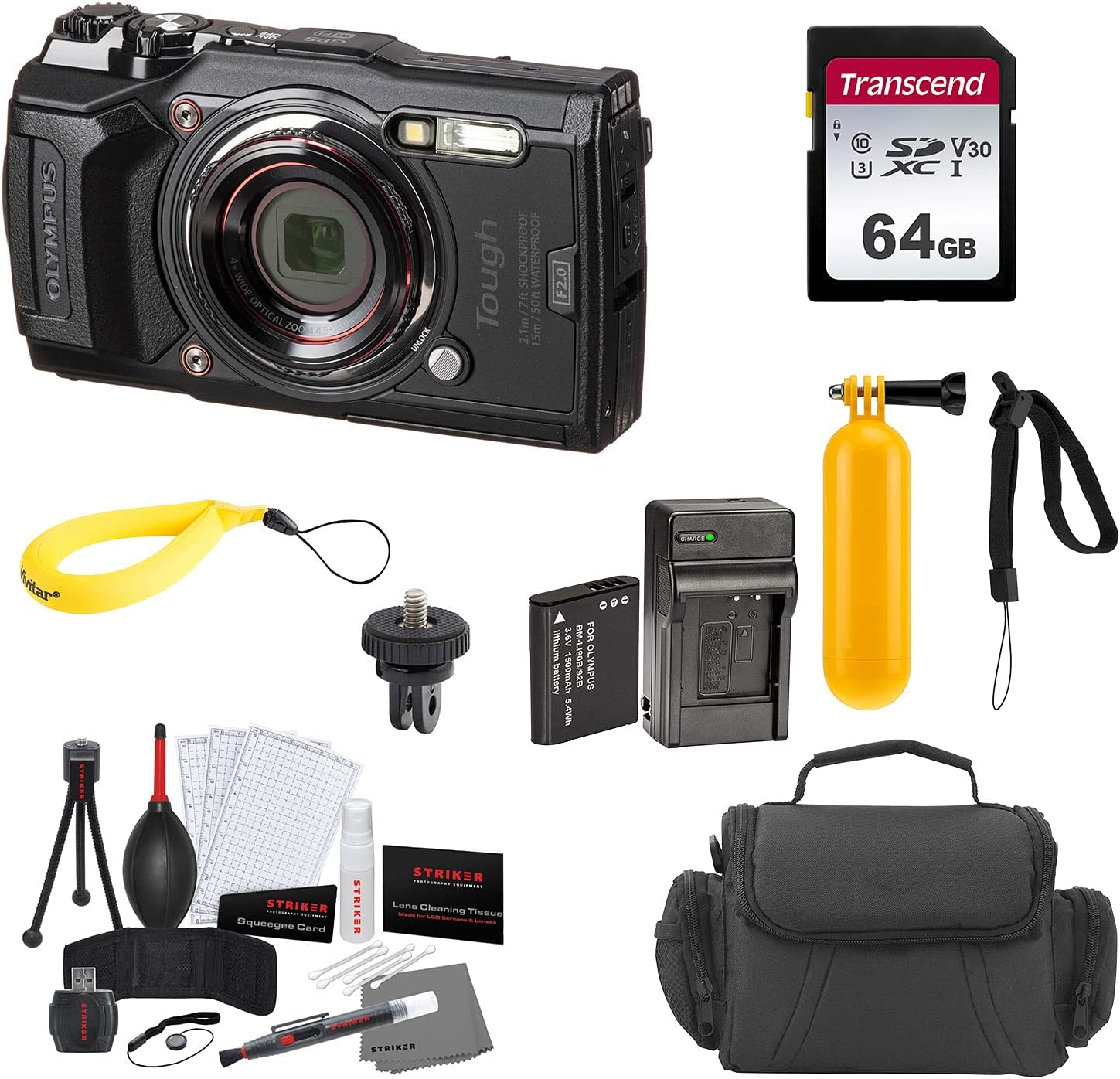 Olympus Tough TG-6 Digital Camera Bundles (Red, Extra Battery & Charger)