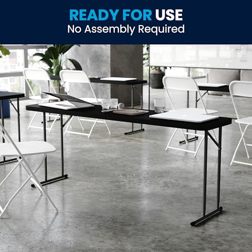 Flash Furniture Kathryn 6' Plastic Folding Training and Event Table, Rectangular Folding Training Table with 220-lb. Static Weight Capacity, White