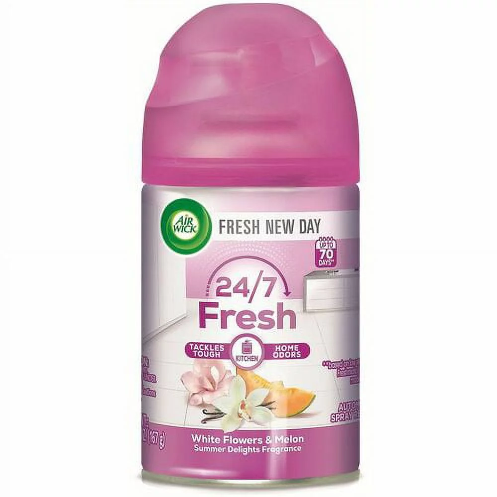 Air Wick Freshmatic Life Scents Refill - Spray - 6.2 fl oz (0.2 quart) - Summer Delights, White Florals, Sweet Melon, Subtle Vanilla - 60 Day - 6 / Carton - Wall Mountable, Lo | Bundle of 2 Cartons