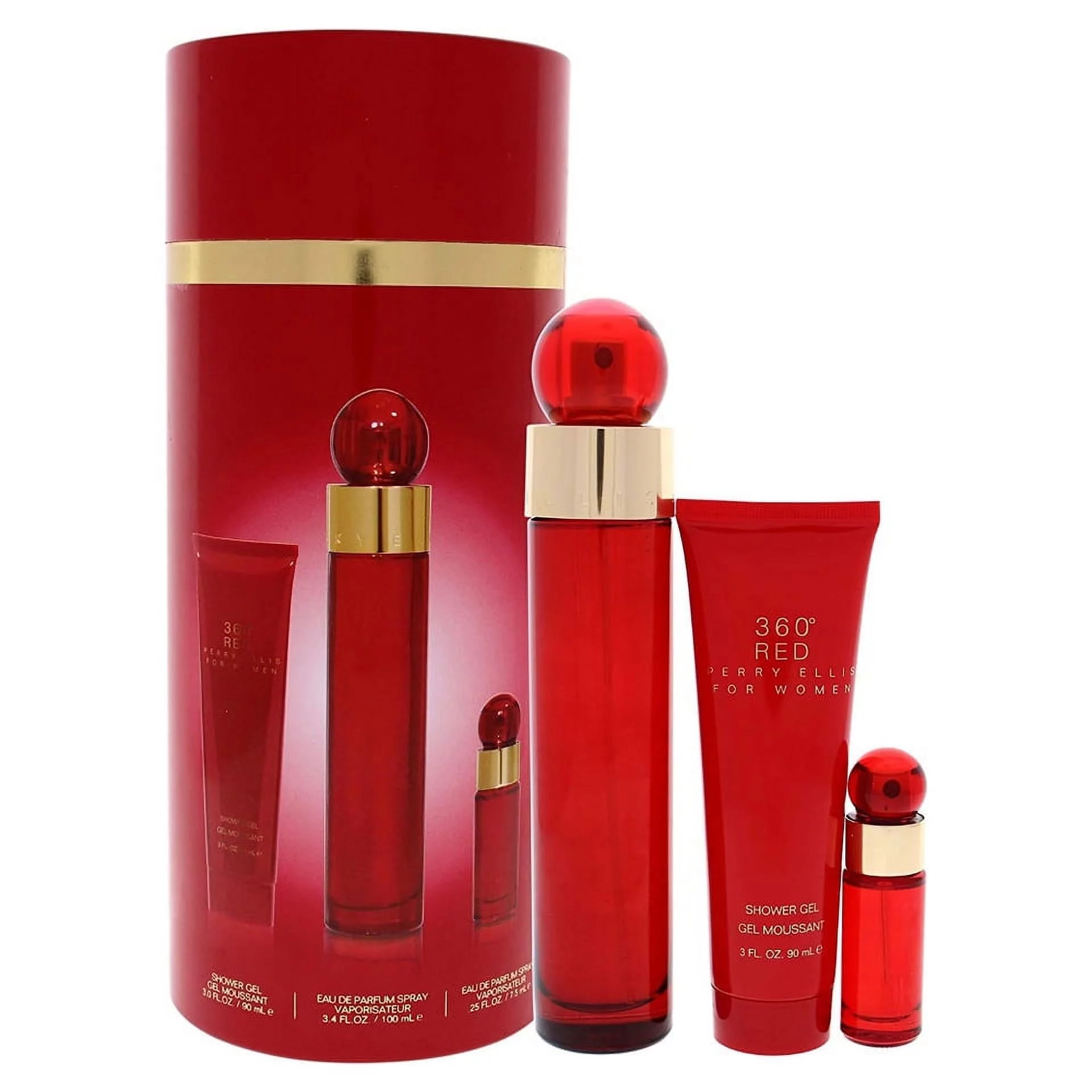 Perry Ellis 360 Red Women 3 Piece Gift Set - 3.0 Oz Shower Gel Moussant By Perry Ellis