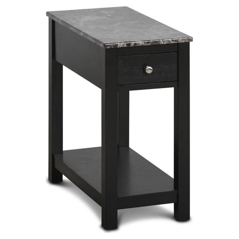 New Classic Furniture Noah Black Wood End Table with Faux Marble Top (Set of 2)