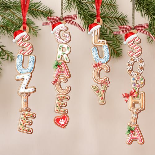 Personalized Family Christmas Tree Ornament, Custom Wooden Family Name Christmas Ornament, Xmas Decors, Gifts for Families Neighbors Friends Coworkers 5