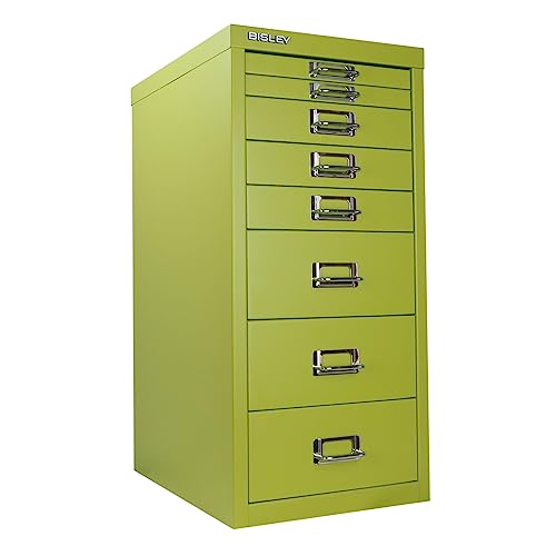 Bisley 10-Drawer Steel MultiDrawer Cabinet - Black, Chrome Pull Handles with Label Holders, Powder-Coated Steel, Removable Drawers, Fits Under Most Desks, Labels Included