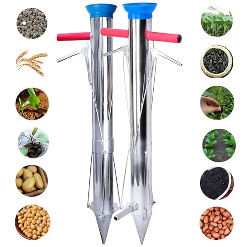 Long Handle Bulb Transplanter, 2024 New Bulb Planter Tool Multifunctional Stainless Steel Planting Garden Tools Manual Plant Transplanter with Soft Grip for Plant Bulb Seeds Vegetable Seedling