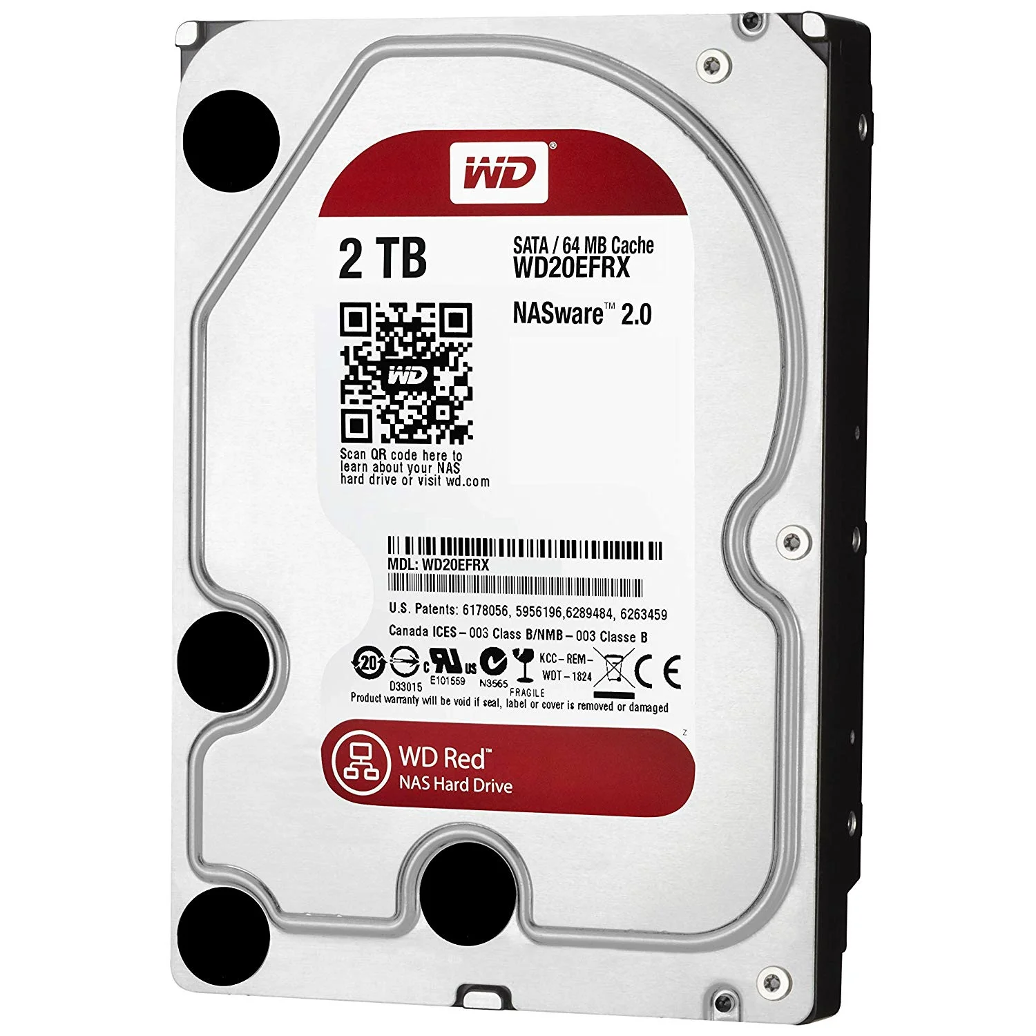 WD WD20EFRX WD Red WD20EFRX 2 TB 3.5" Internal Hard Drive - SATA - 64 MB Buffer - 1 Pack