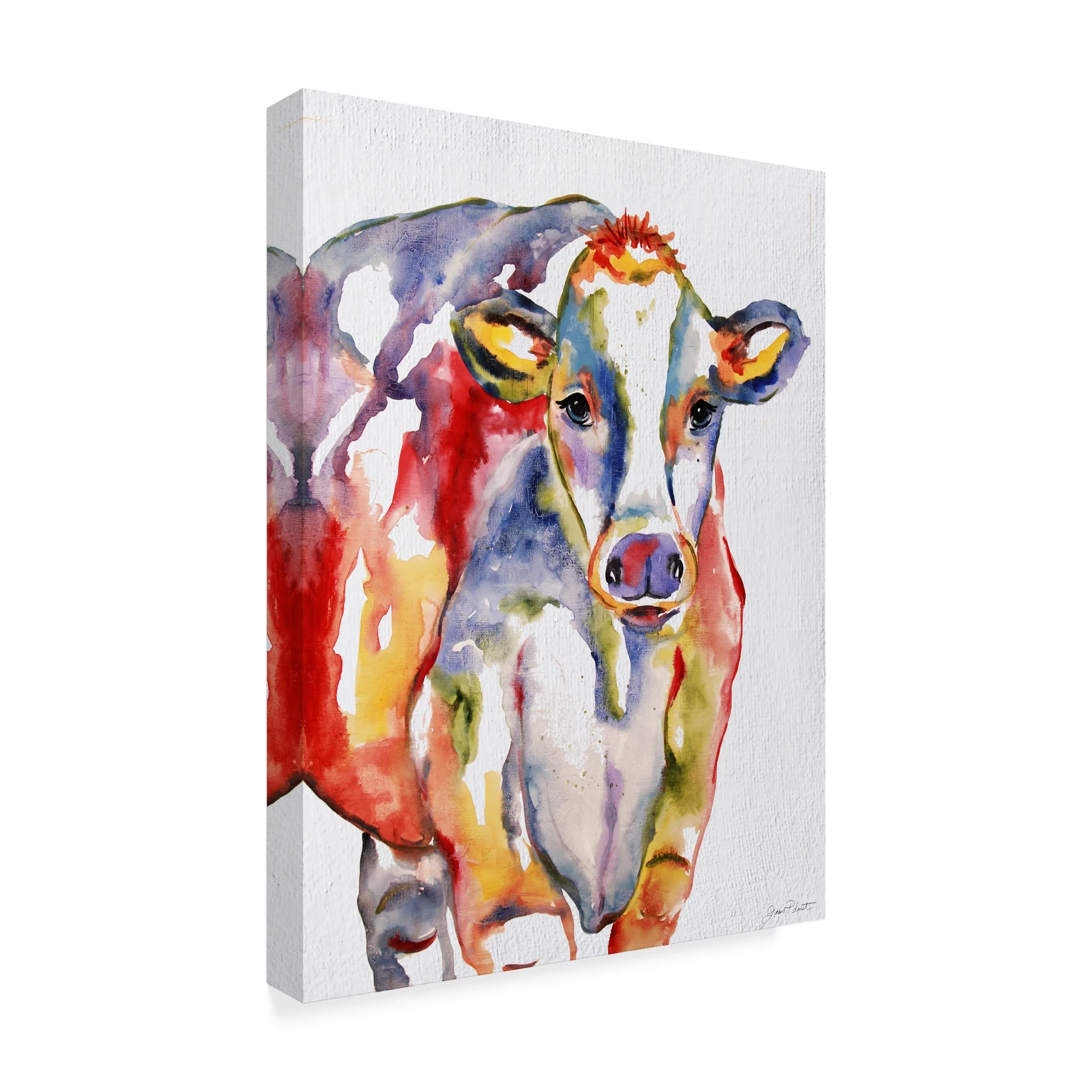 Trademark Fine Art 'Colorful Cow' Canvas Art by Jean Plout