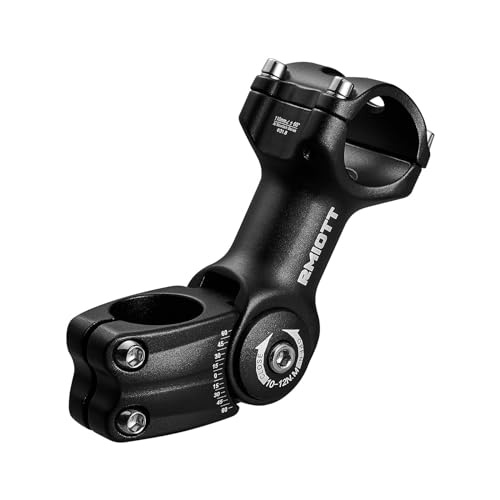 Adjustable Bike Stem 25.4/31.8 0-60 Degree 90/110/130mm Length Bicycle Stem Riser for Handlebar- Black Aluminum Alloy