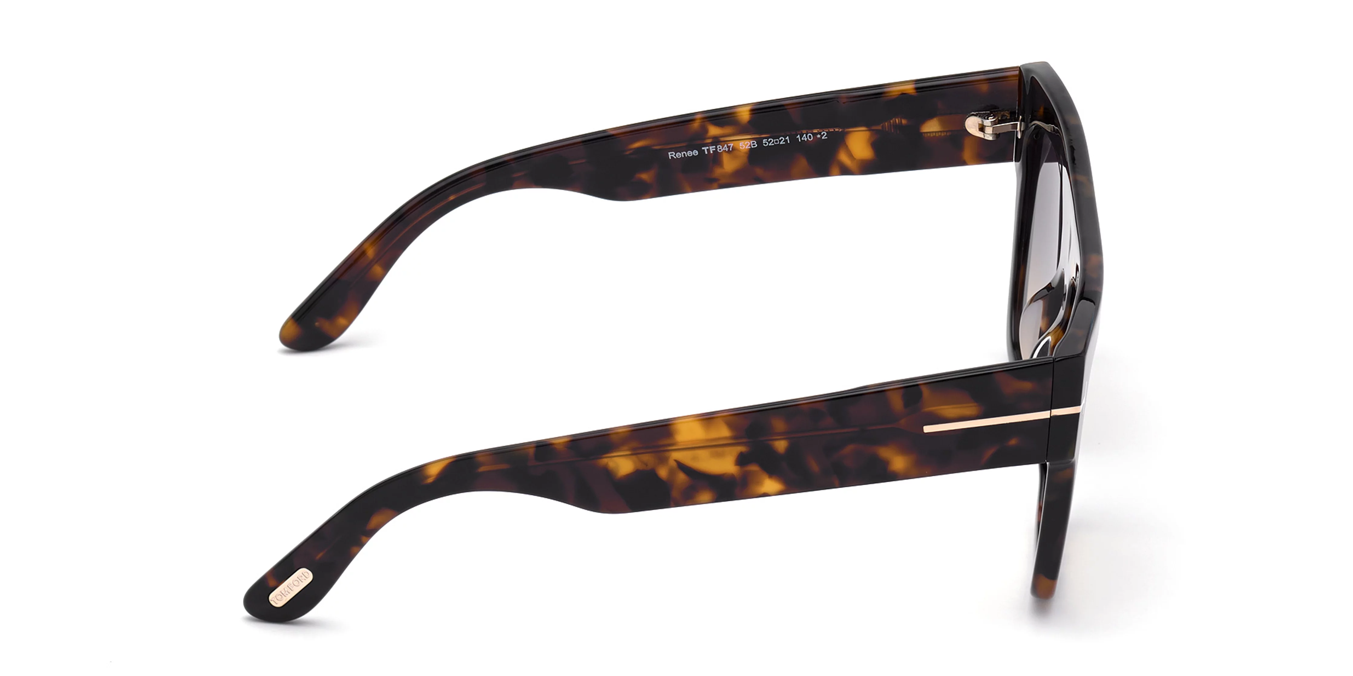 TOM FORD Renee FT0847 52B Dk Havana Grad Smoke Plastic 52 mm Women's Sunglasses