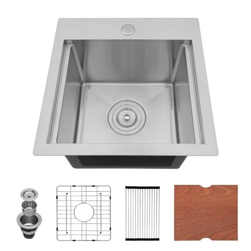 25 Inch Utility Laundry Sink Drop In 16 Gauge Stainless Steel Single Bowl Laundry Room Sink Laundry & Utility Room Kitchen Sinks 25