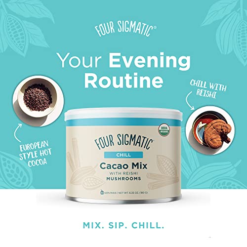 Four Sigmatic Calm Mushroom Cacao Mix | Organic Instant Cacao with Organic Reishi Mushroom Powder | Supports Calm & Relaxation | Drink it or Bake with it | Vegan, Gluten-Free, Dairy-Free | 10 Count