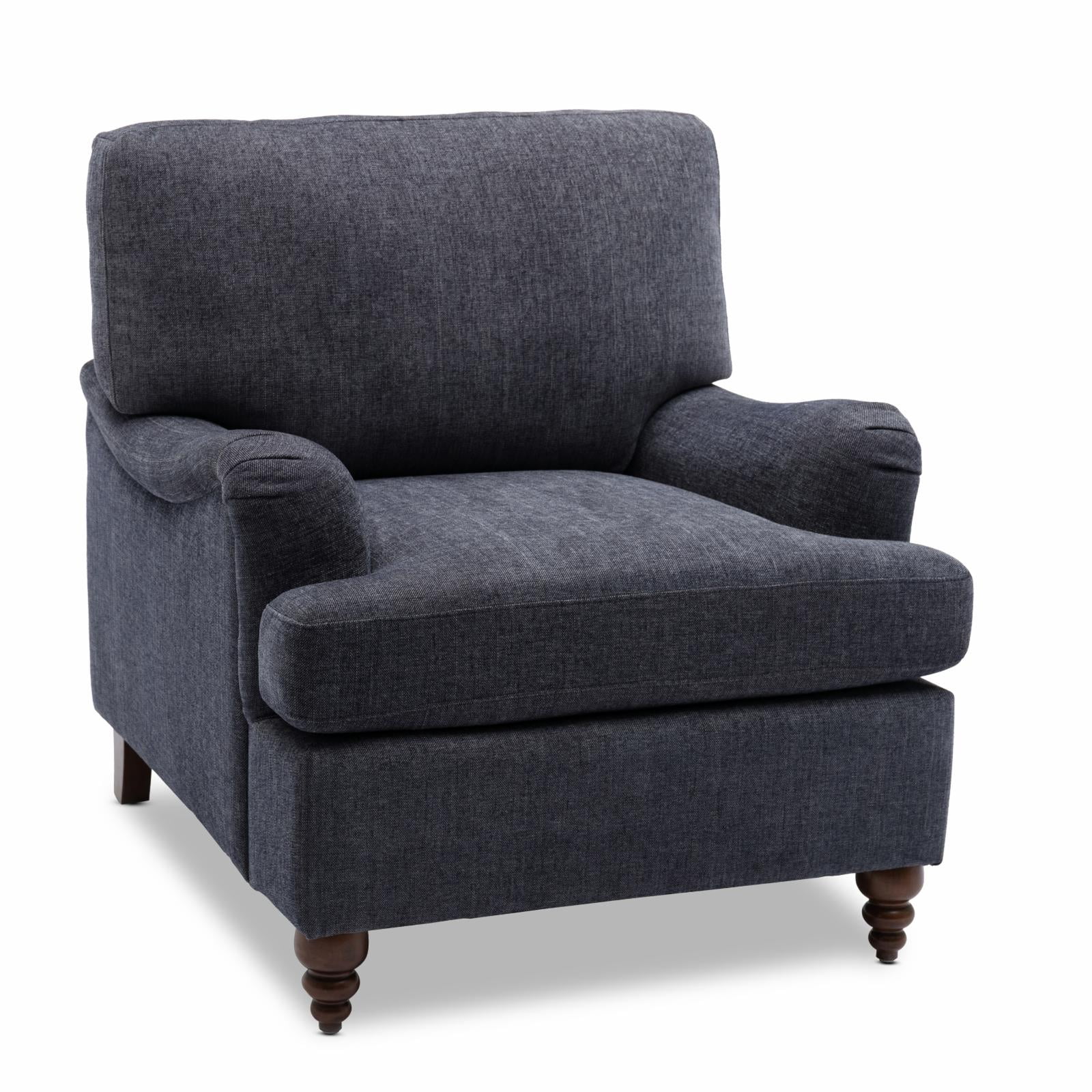Clarendon Navy Blue Polyester Fabric Upholstered Transitional Arm Chair