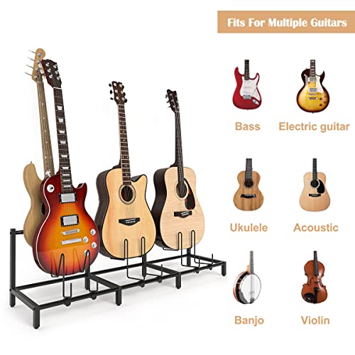 Bikoney Guitar Rack, 3-Piece Floor Stand with Amp Support, Adjustable Guitar Holder for Multiple Instruments and Accessories, Ideal for Music Studio or Home Display