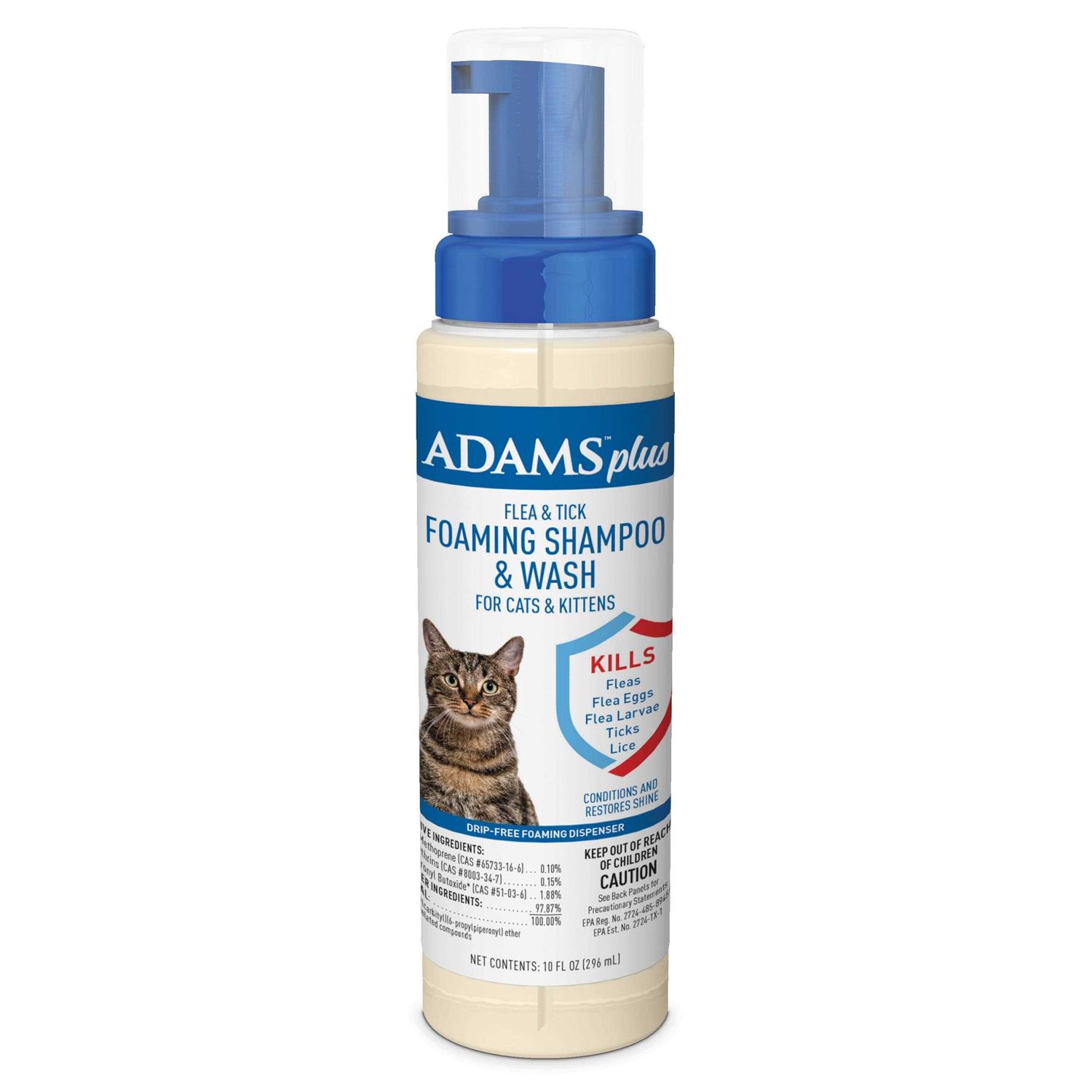 Adams Plus Flea & Tick Foaming Shampoo & Wash for Cats & Kittens - Pet Supplies online store