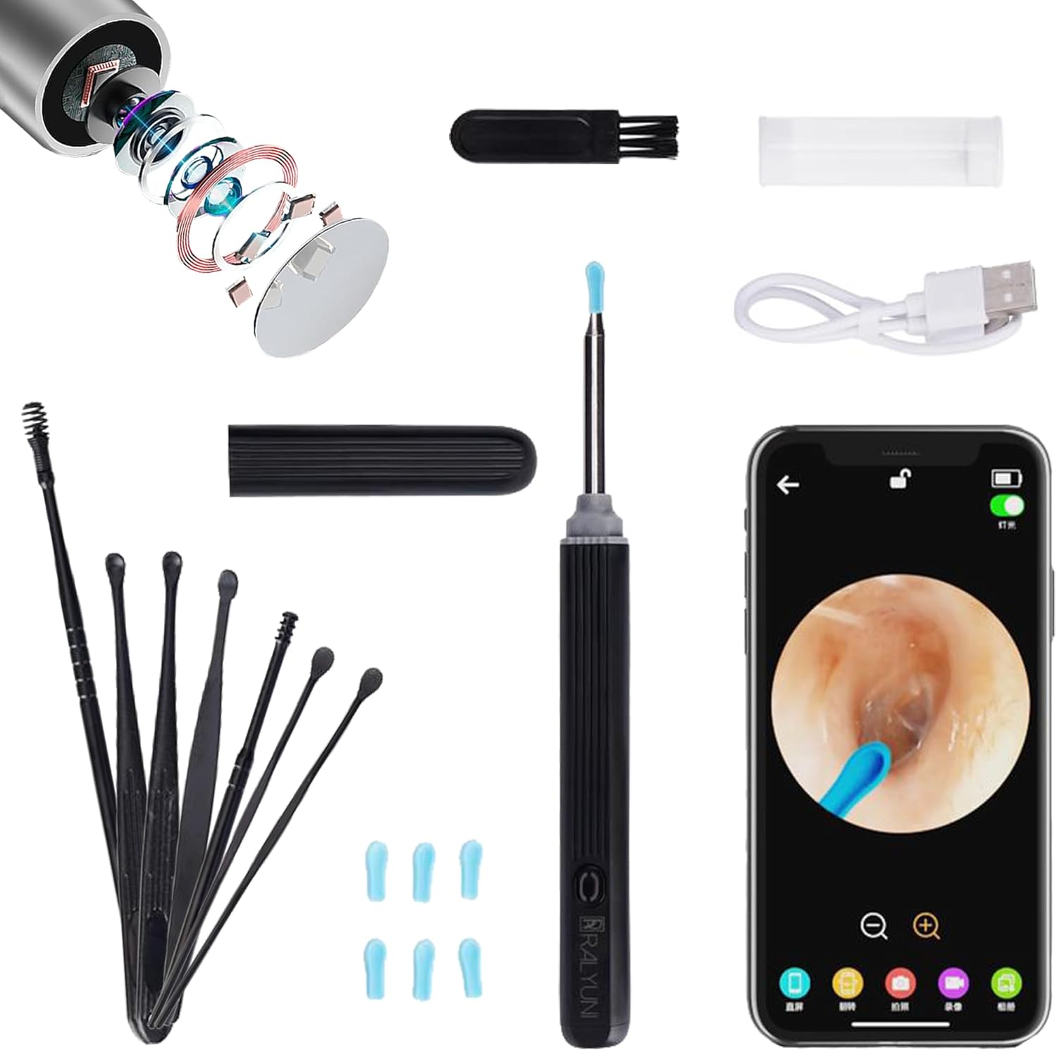 Ear Wax Removal Cleaner,Ear Endoscope with LED Lights for Ear Wax Removal Tool 1080P HD Camera Otoscope Compatible iPhone,iPad & Android,Ear Wax Removal Cleaner with Camera