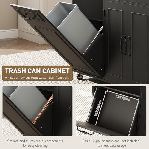 Kitchen Island with Power Outlet & Drop Leaf, Mobile Rolling Cart with Trash Can Storage, 3-Tier Spice Rack,Island Table for Kitchen, Dining Room, White and Walnut