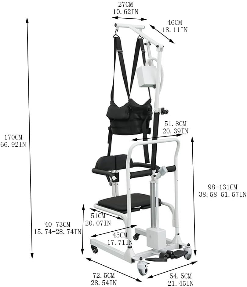 Electric Wheelchair Stair Lift, Electric Patient Lift, Bathroom Wheelchair with One Touch Lift Button Removable Seat Cushion