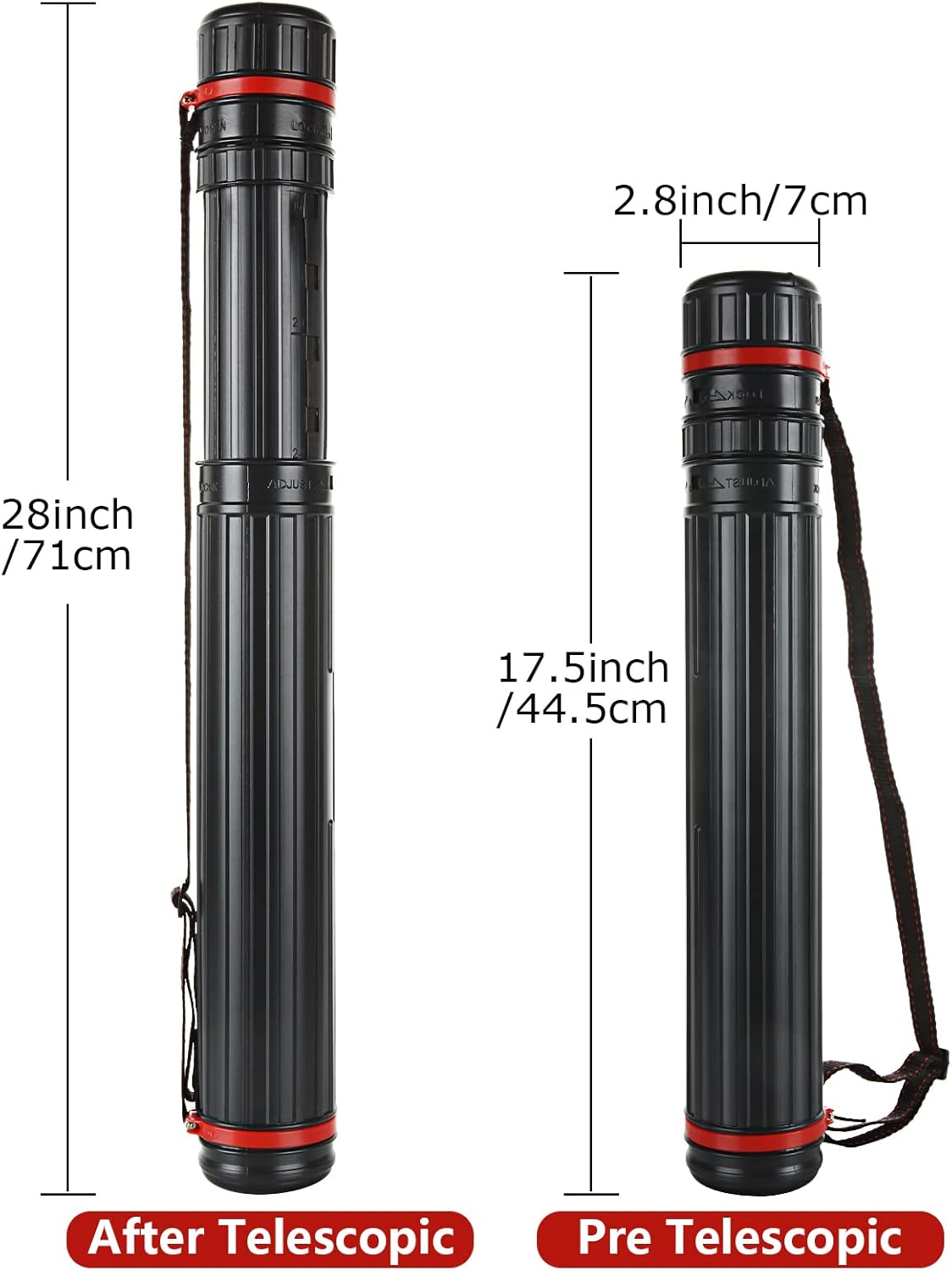 Poster Tube, Small Poster Tube with Adjustable Strap, Art & Poster Storage Transport Tubes, Carry Document, Blueprint, Drawing and Artwork, Poster Holder Tube Cases Expand from 17.5 to 28 Inch