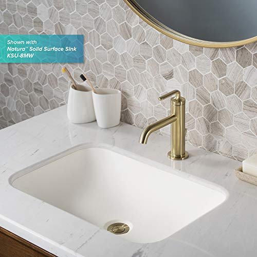 KRAUS Ramus Single Handle Vessel Sink Bathroom Faucet with Pop-Up Drain in Brushed Gold, KVF-1220BG