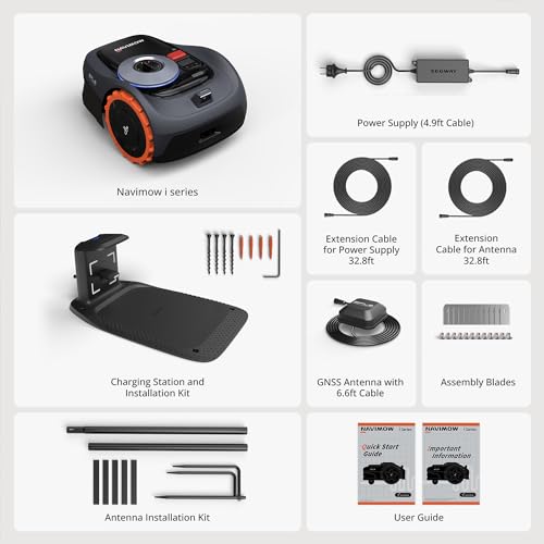 Segway Navimow iSeries Robot Lawn Mower Perimeter Wire Free 1/4 1/8 Acre RTK+Vision Robotic Lawnmower, AI-Assisted Mapping, Virtual Boundary, APP Control, 58dB(A) Quite, Multi-Zone Management
