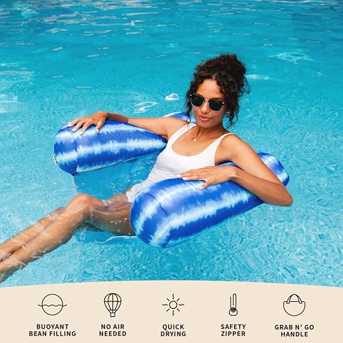Big Joe Noodle Sling, No Inflation Needed, Pool Float with Armrests, Quick Draining Fabric, Cup Holder