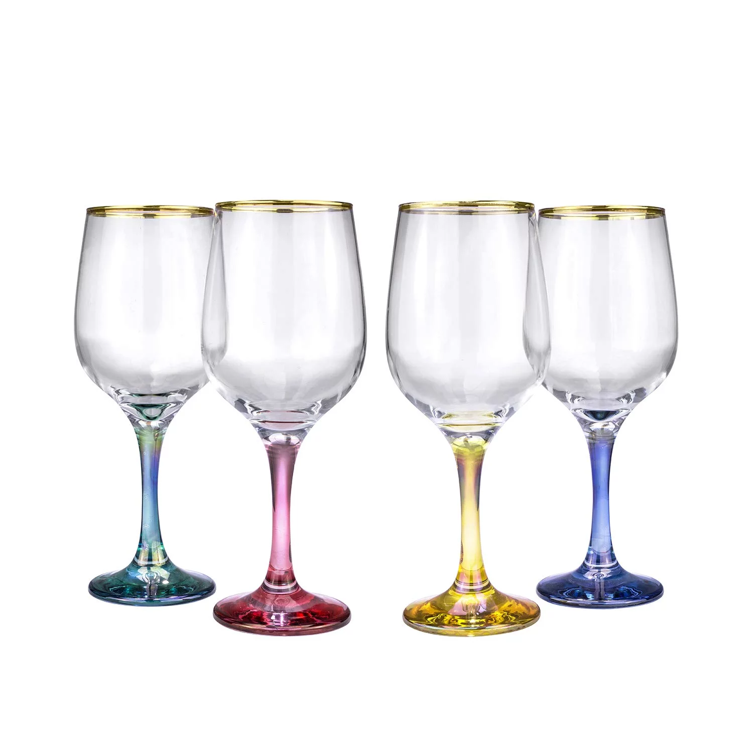 Set of 4 Italian Crystal Wine Water Beverage Glasses -  15oz , Nicole,  Multi-color