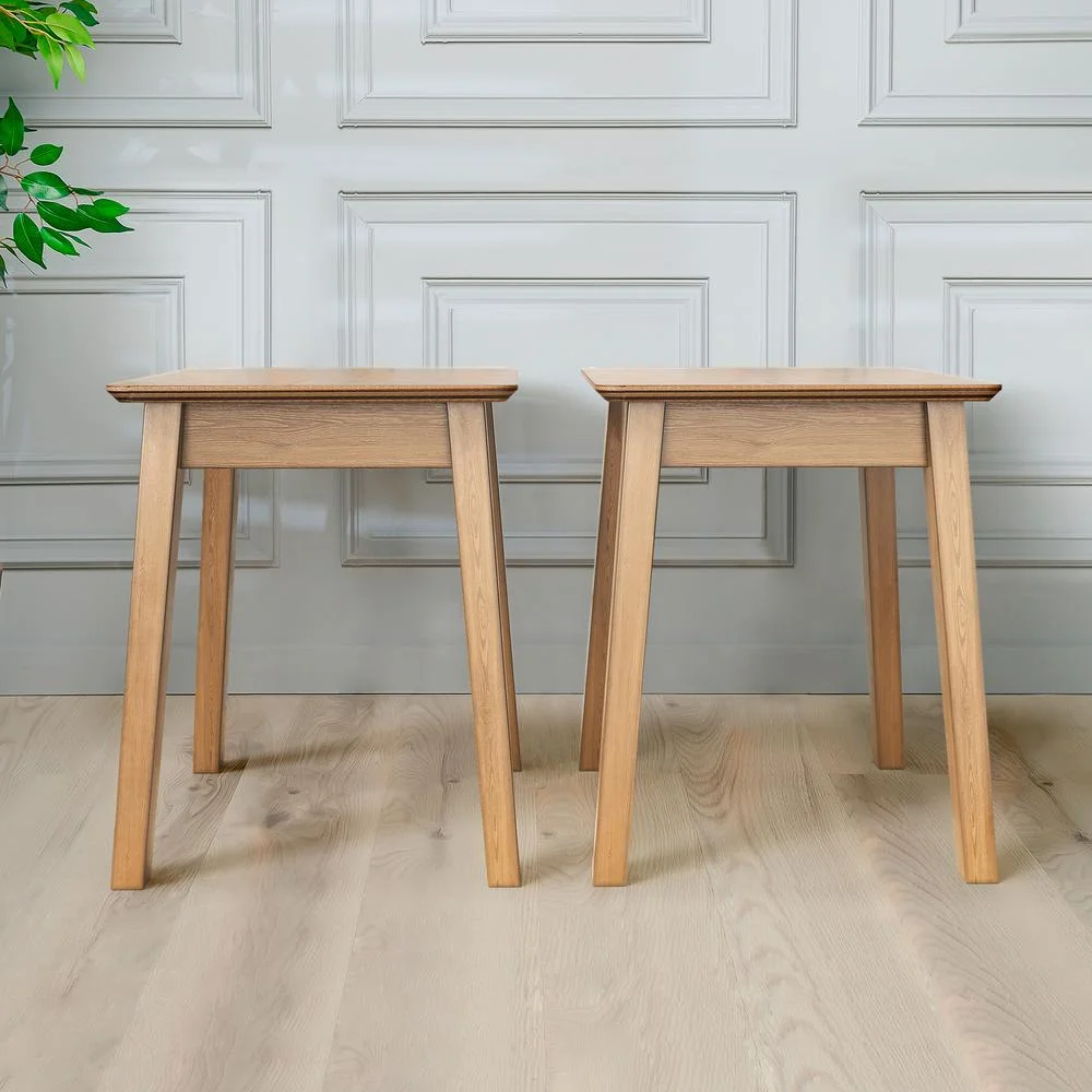 DAIVA CASA Wooden Stool Set of 2 - Avior - Brown Solid Wood Stool
