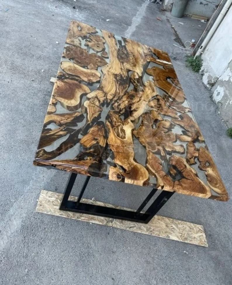Personalized LARGE EPOXY TABLE, Resin Dining Table for 2, 4, 6, 8 River Dining Table Top, Wood Epoxy Coffee Table Top, Living Room Table (28.5