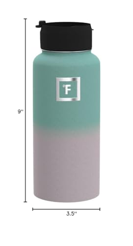 IRON °FLASK Camping & Hiking Hydration Flask with 3 Lids - Stainless Steel, Double Walled & Vacuum Insulated Water Bottle - Leak Proof & BPA Free 32 Oz
