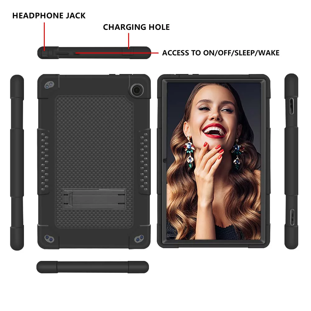 SOATUTO for Walmart Onn 11.6 Pro Tab Case ; for Walmart Onn 11.6 Pro Manufacturer Part Number 100043279 Heavy Duty Tbalet Case Cover with Kickstand / Shoulder Strap Kids Friendly Cover - Black+Black