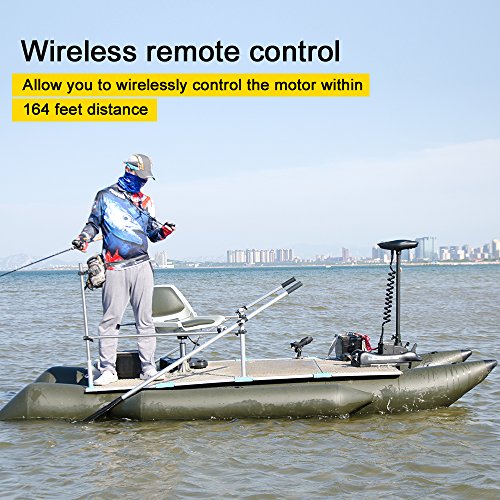 AQUOS Haswing Black 12V 55LBS 48inch Bow Mount Trolling Motor with 2.4G Remote Controlfor Inflatable Boat Kayak Bass Boat Aluminum Boat Fishing, Freshwater and Saltwater Use