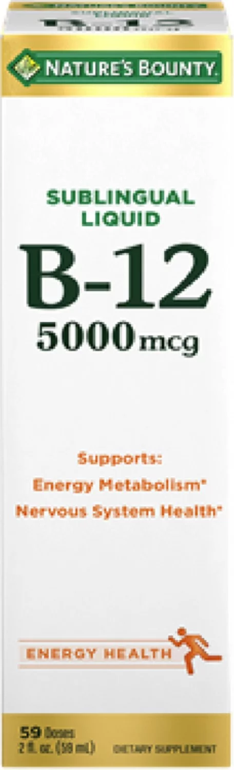 Nature's Bounty B-12 5000 mcg Sublingual Liquid Energy Health 2 oz (Pack of 3)