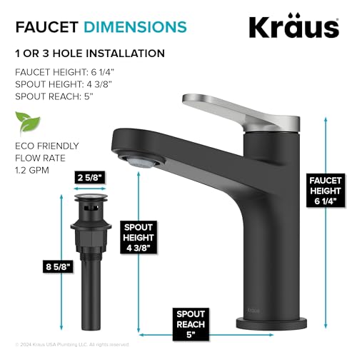 KRAUS Indy Single Handle One Hole Bathroom Sink Faucet in Chrome, KBF-1411CH