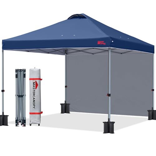 MASTERCANOPY Durable Pop-up Canopy Tent with 1 Sidewall (10'x10',White)