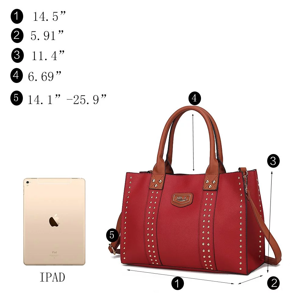 MKF Collection Women's Davina Faux Leather Tote Bag and Wallet Set, 2-Piece, Navy