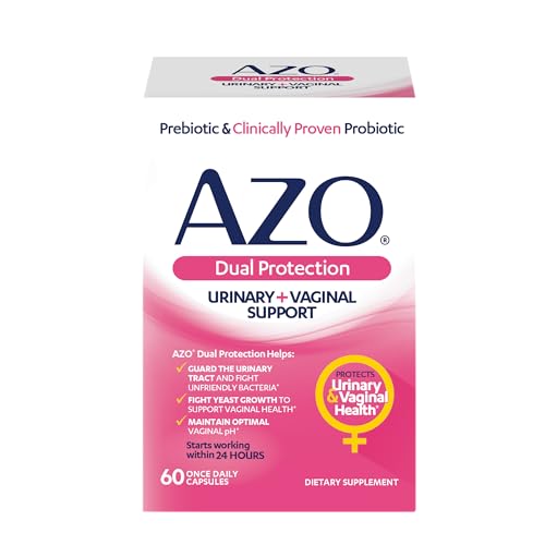 AZO Dual Protection | Urinary + Vaginal Support* | Prebiotic Plus Clinically Proven Women’s Probiotic | Starts Working Within 24 Hours | Non-GMO | 60 Count