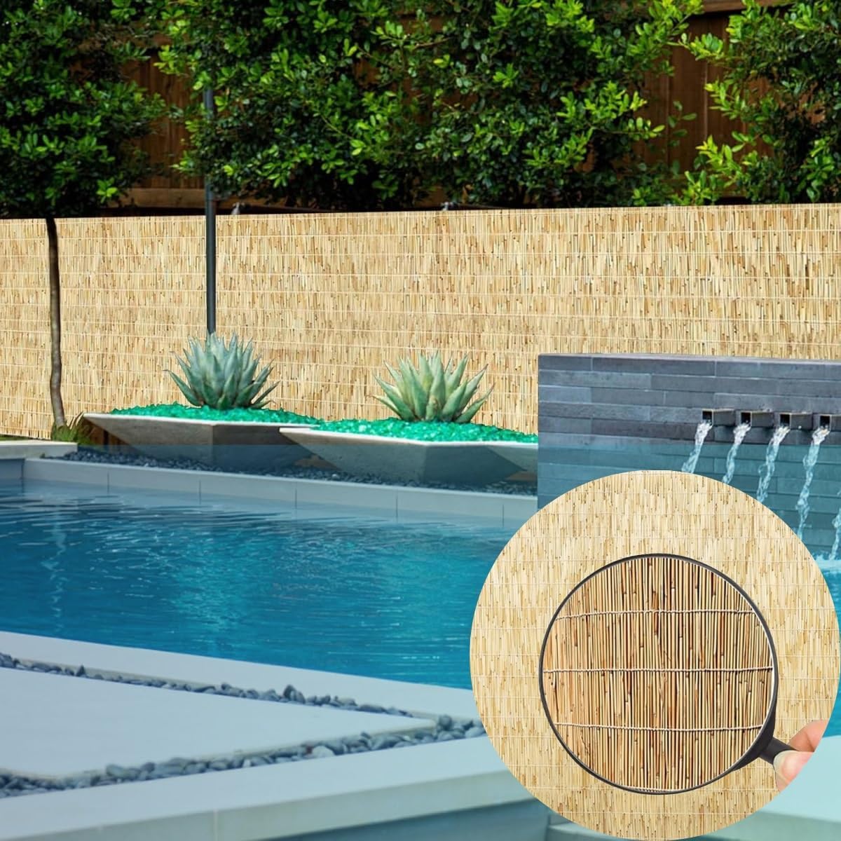 Natural Bamboo Fencing for Garden Bamboo Fence 1.6ft 2ft 3ft 4ft 5ft 6ft 7ft 8ft High 4FTx16.4FT Decorative Rolled Willow Border Screen, for Backyard Garden Fencing Divider