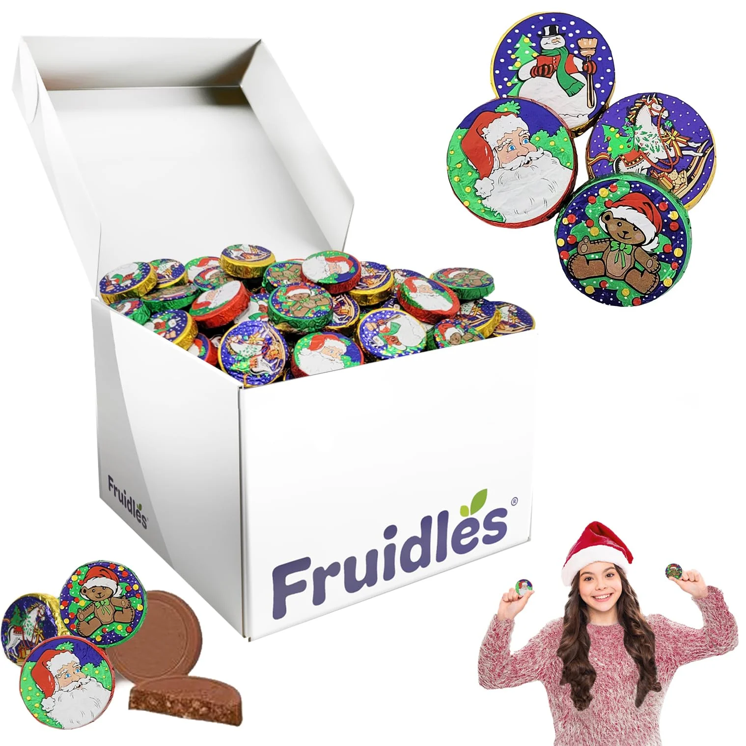 Christmas Rich Disc Chocolate, Party Bag Fillers, Individually Wrapped Silver Foils, Kosher Certified Dairy (5 Pounds (Bulk))