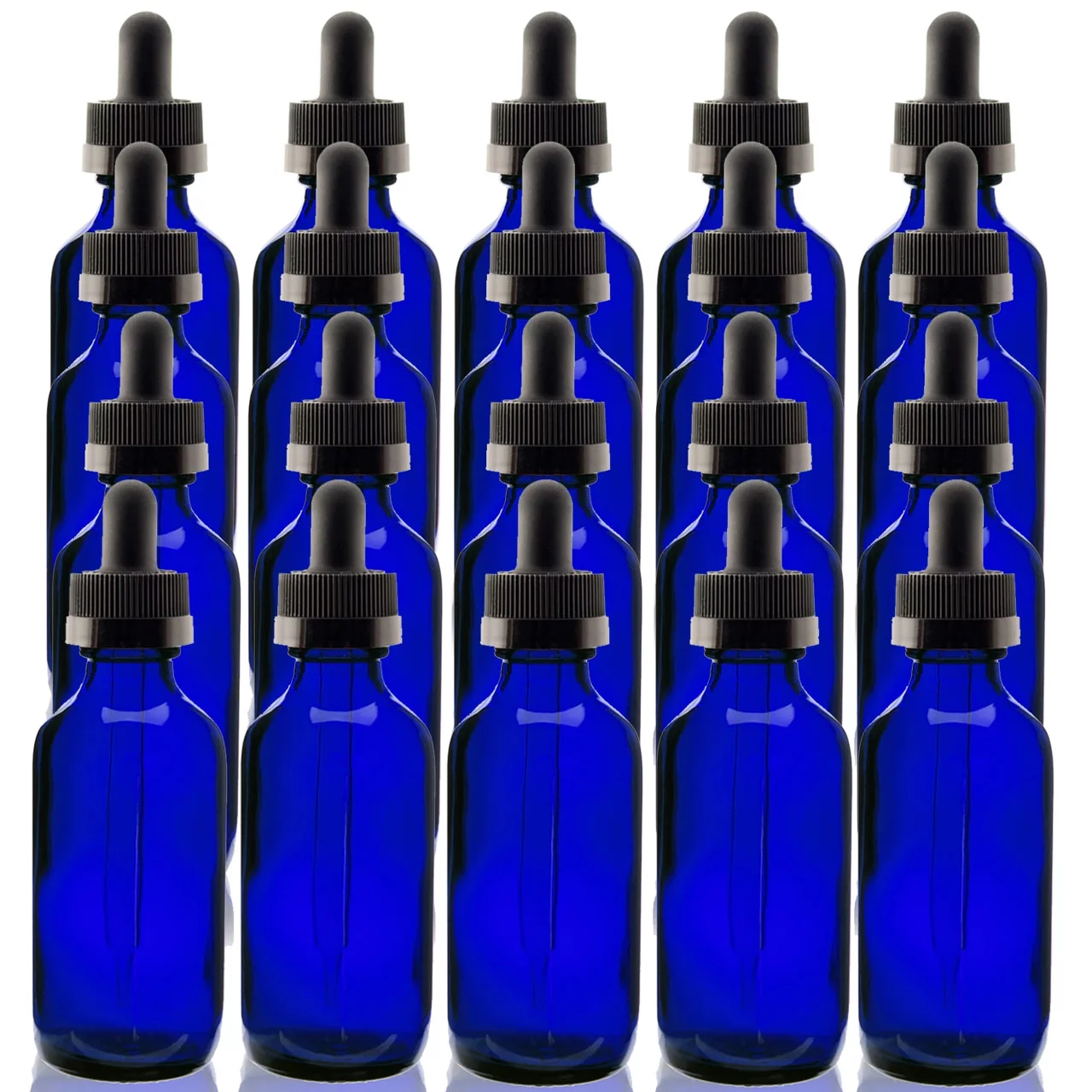 Cobalt Blue 2oz Dropper Bottle (60ml) Pack of 20 - Glass Tincture Bottles with Eye Droppers for Essential Oils & More Liquids - Leakproof Travel Bottles