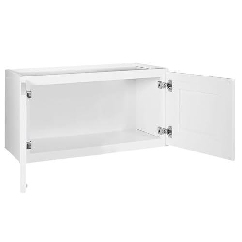 Brookings Shaker Unassembled Bridge Wall Kitchen Cabinet W3018, 30 W x 12 D x 18 H, Painted White with Sherwin Williams®, Solid Wood – Design House, 561662