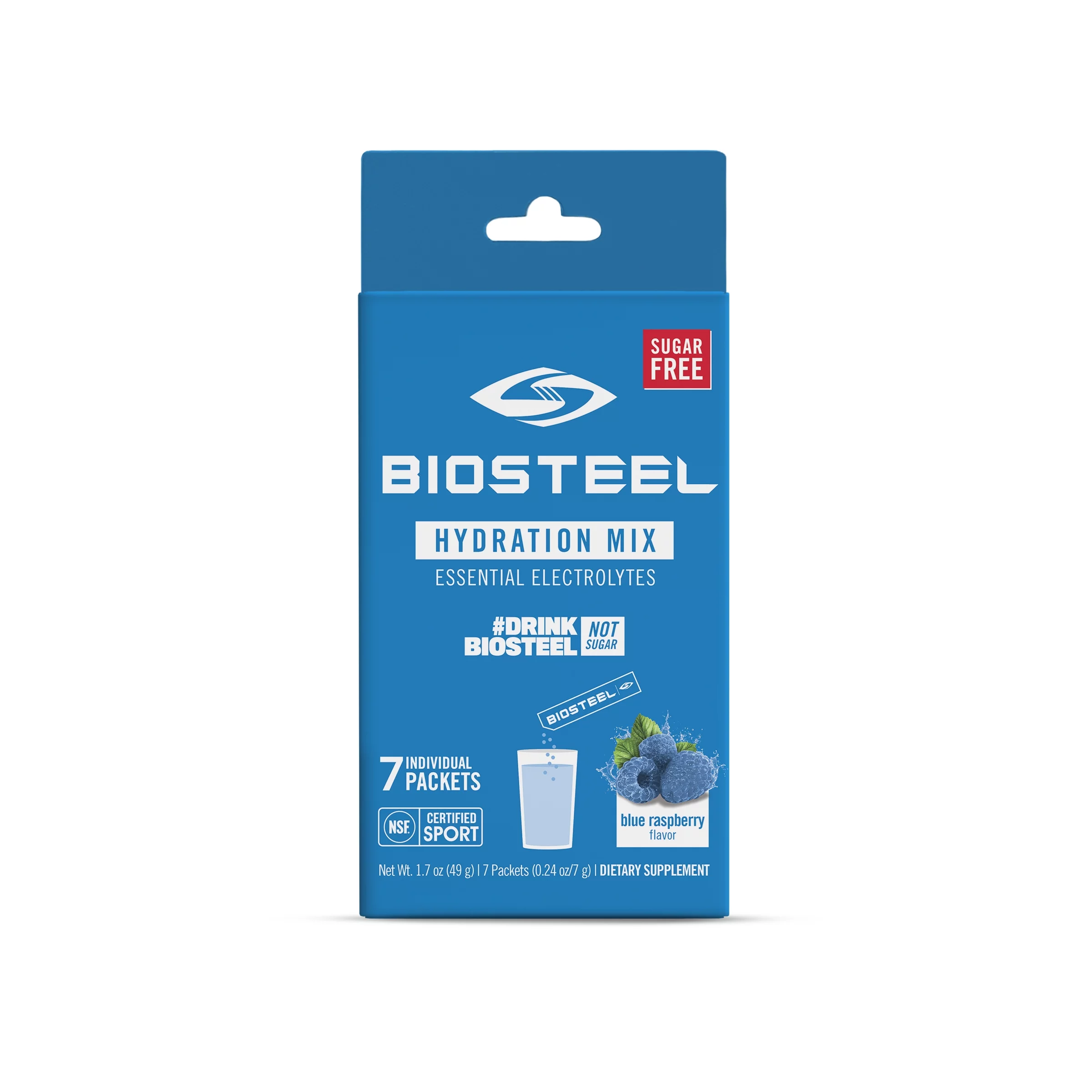 BioSteel Hydration Mix, Sugar-Free with Essential Electrolytes, Blue Raspberry, 7 Single Serving Packets