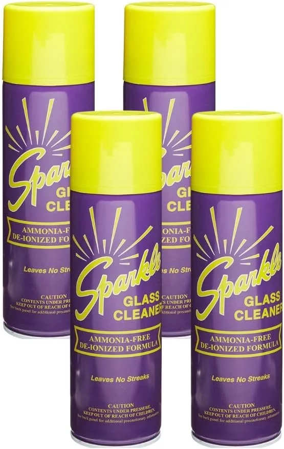 Sparkle Glass Cleaner Aerosol Spray Bottle, Ammonia-Free De-Ionized Formula, Leaves No Streaks, 20-Ounce Bottle Pack of 3