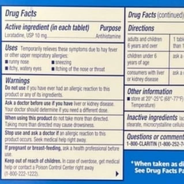 Claritin 10mg Non Drowsy Loratadine 24 Hour Tablets, 115 Count