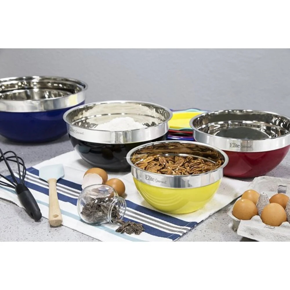 Elite Home Fashions Silicone/Stainless Steel Mixing Bowl Set 12 Pieces