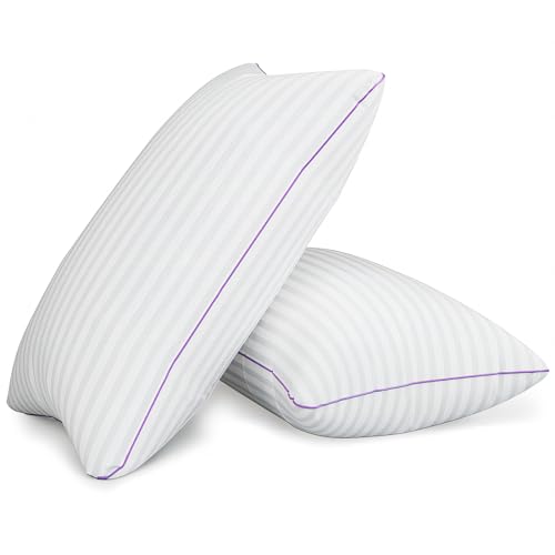 Pillows King Size Set of 2,Breathable Hotel Collection Bed Pillows for Sleeping Medium Firm Down Alternative Microfiber Filled,20 x 36 Inches
