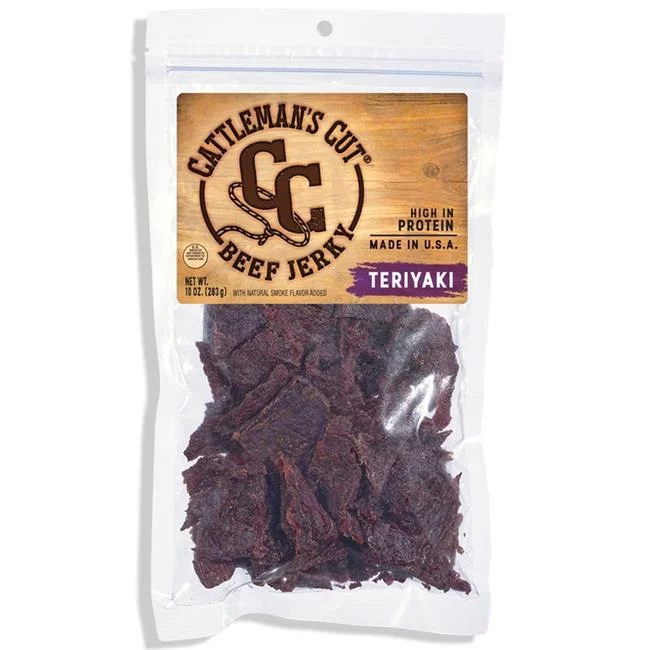 Cattlemans Cut  10 oz Bagged Teriyaki Beef Jerky - Case of 6