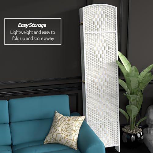 Red Lantern 7 ft. Tall Diamond Weave Dark Beige-6 Panels Room Divider