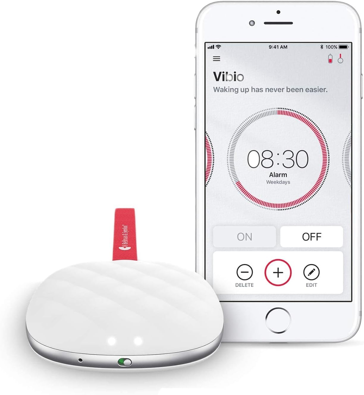 Bellman & Symfon Vibio - Wireless Bedshaker Alarm Connects to Mobile Device via Bluetooth - Create Custom Alarms on App : for Heavy Sleepers & People Who Can Not Hear Their Alarm, Deaf & Seniors