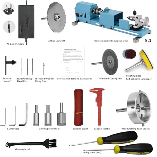 Mini Lathe Machine Torno Para Madera Multi-Purpose Lathe With Professional Tools Cutting Grinding Polishing Desktop Metal Lathes D1M1DCB
