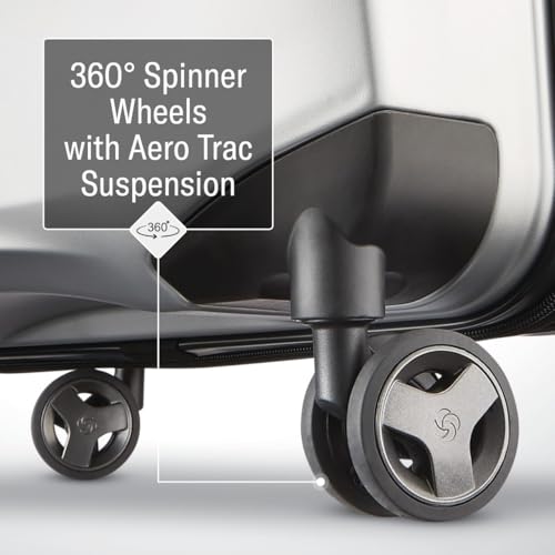 Samsonite Carry-On Pro Front Pocket Hardside Expandable 21-Inch Octiv Luggage: Durable & Impact Resistant, 360° Aero Trac Spinner Wheels, Adjustable Telescopic Handle, TSA Approved Lock - Silver